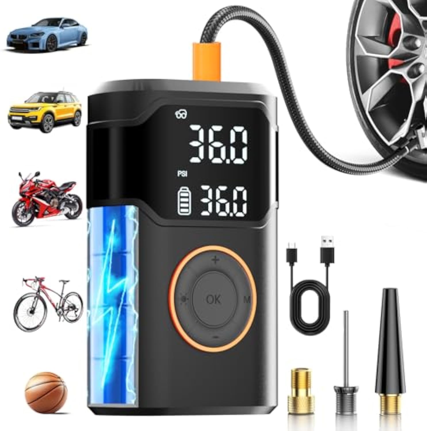 Air Compressor Mini - Mini inflador de pneus elétrico recarregável