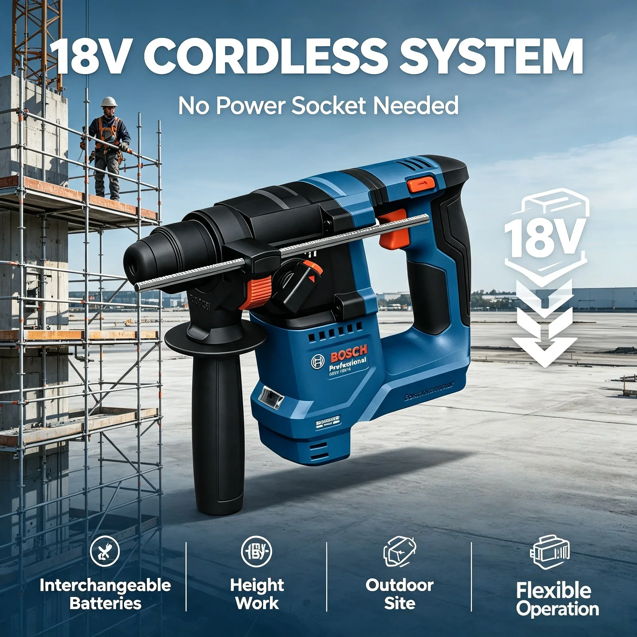Hammer Drill Sds - Martelo Rotativo Sem Fio Bosch GBH